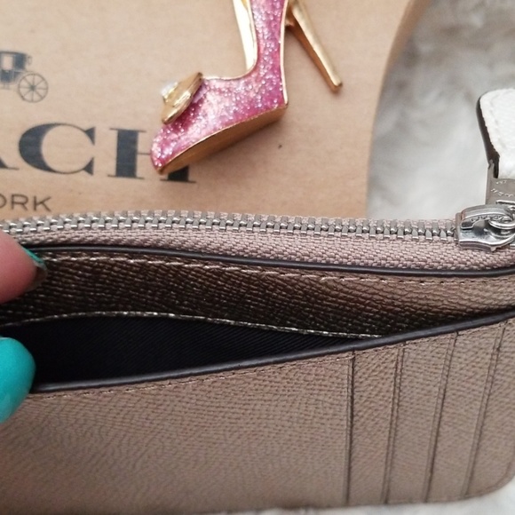 Coach Gold Colorblock Card Case - Picture 6 of 8